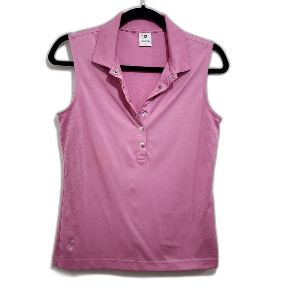 Daily Sport Women’s Sleeveless Golf Polo Shirt Snap-front Collared Pink Size S